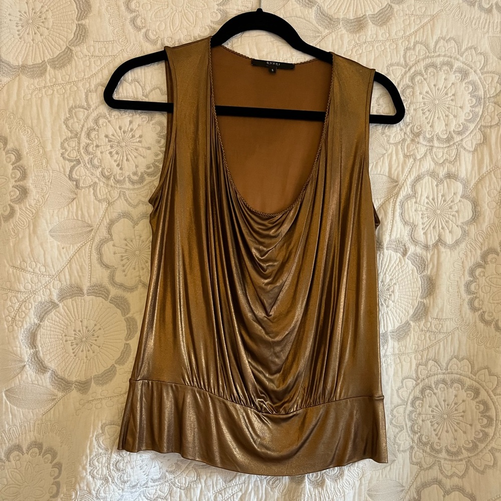 GUCCI metallic gold cami/tank